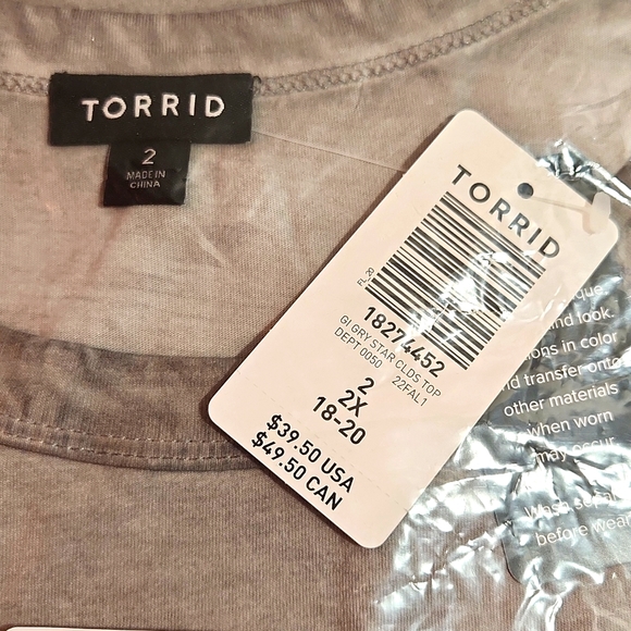 ❤️NWT VINTAGE TORRID TEE - STAR PRINT - COTTON - COLD SHOULDER TOP - PLUS SIZE - Picture 5 of 9